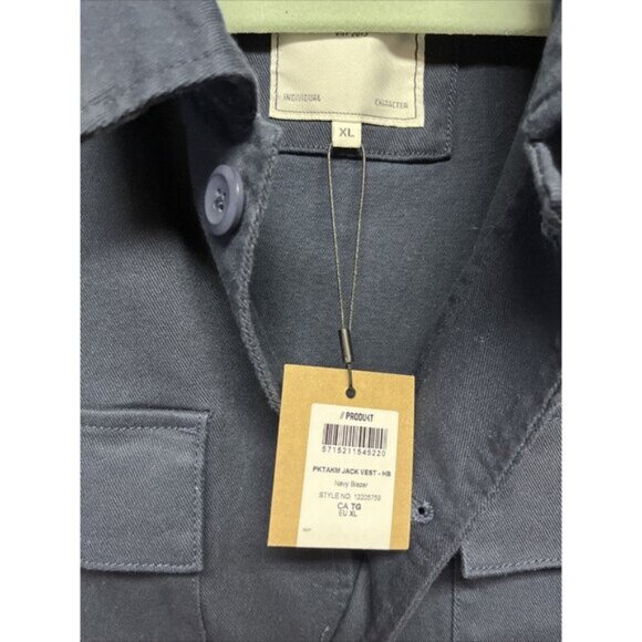 NWT Produkt Women's Heavy Cotton Navy Blue Sleeveless Work Button Down Shirt XL - Picture 4 of 6